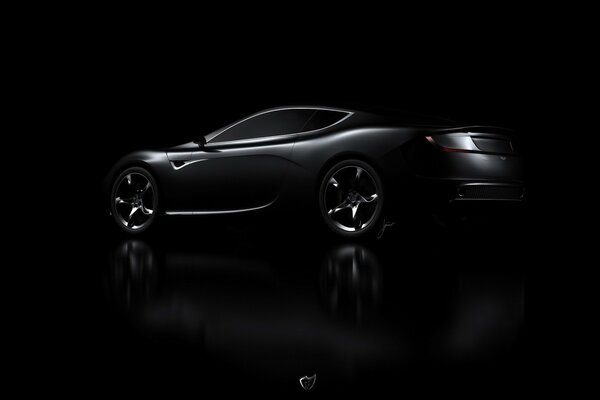 Aston Martin car on a black background