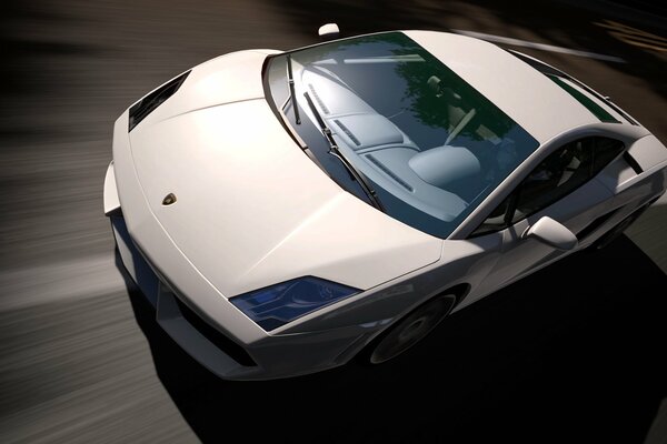 Coche Lamborghini blanco en la pista