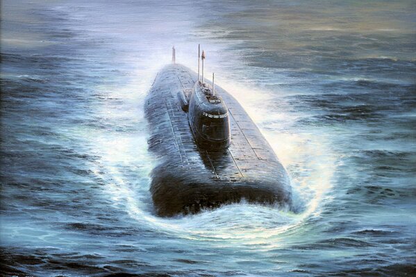 Подводная лодка на море ракетоносец