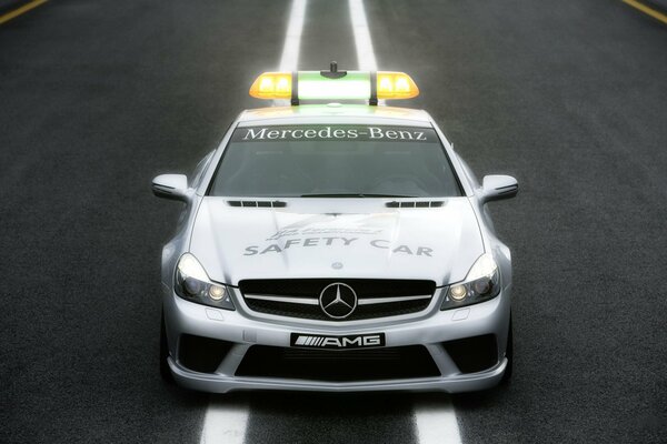 Official beautiful Mercedes with a flashing light