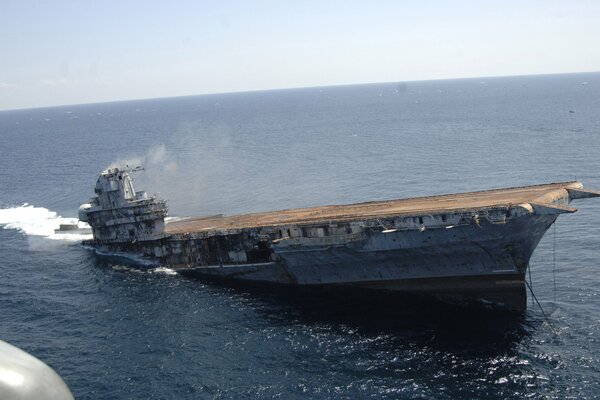 Shipwreck in the sea water