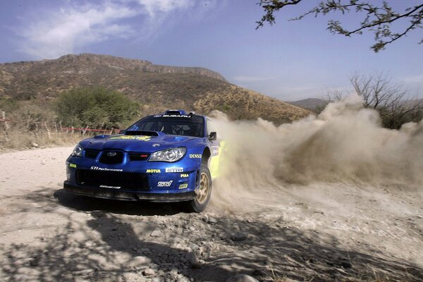 Subaru skidded on a turn during the race