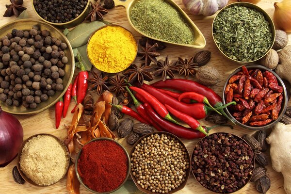 Colorful still life with different spices