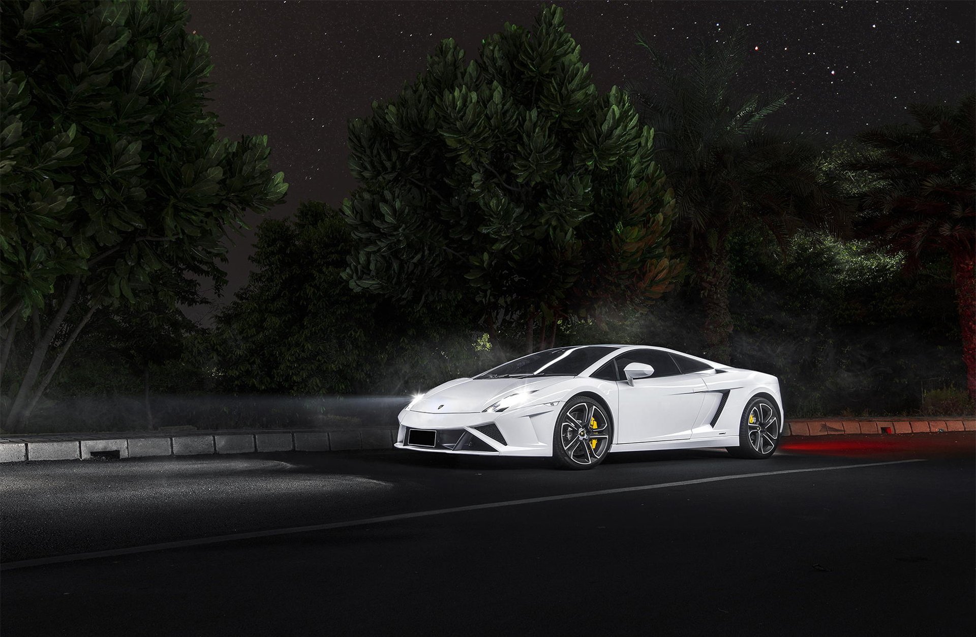 lamborghini gallardo lp560 bianco anteriore notte lamborghini gallardo