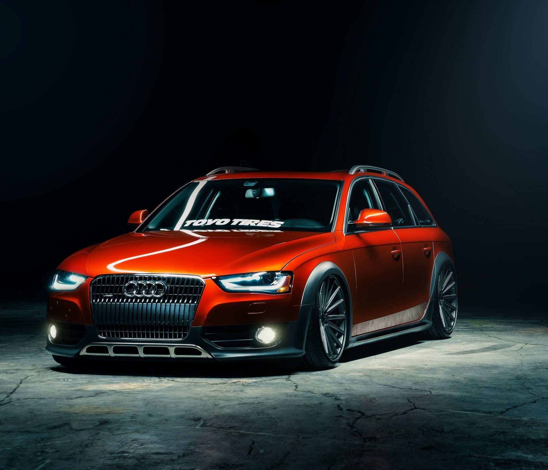 audi orange front toyo tires vossen