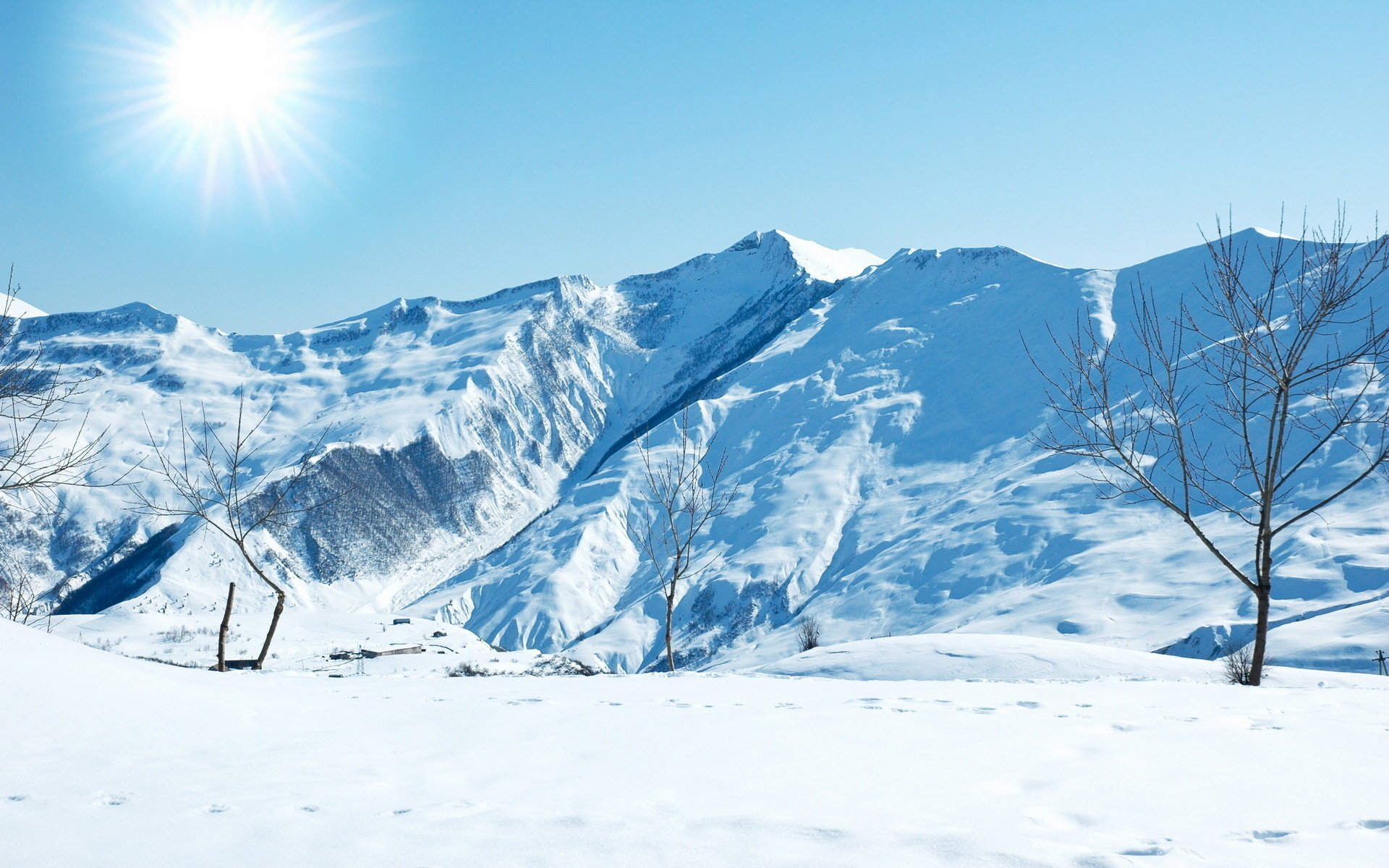 soleil âcre gel neige pentes ciel surface