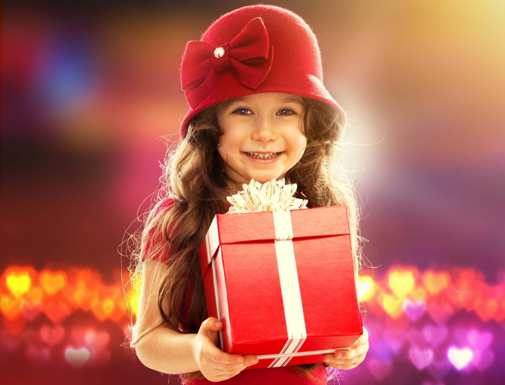 joie fille bokeh humeur enfant cadeau