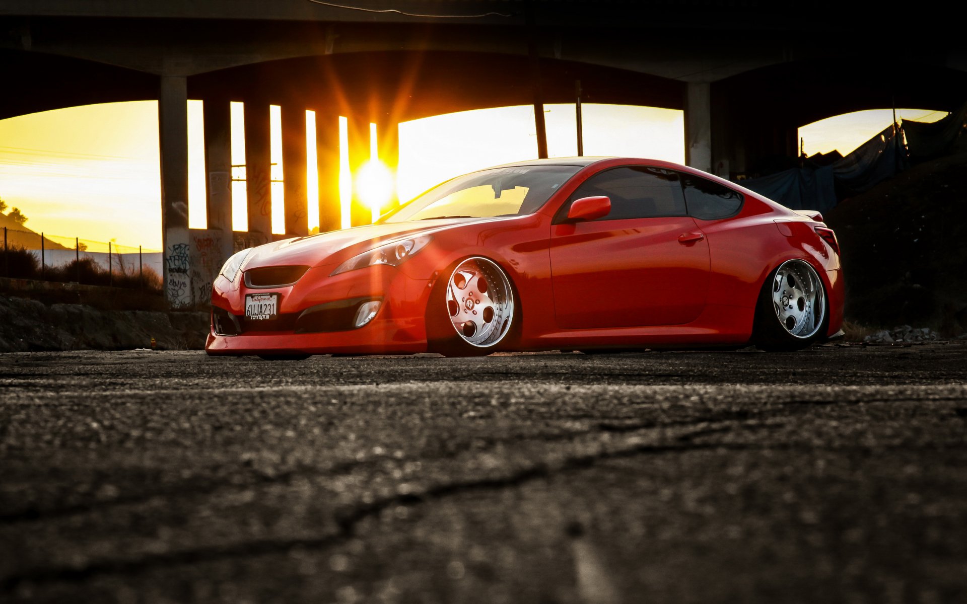 hyundai genesis tuning avtooboi red car hq wallpaper stance