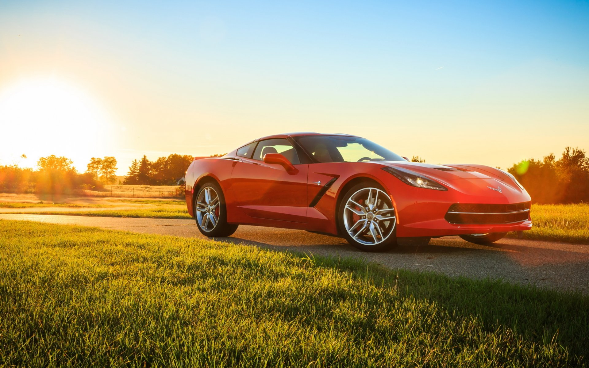 chevrolet corvette stingray car red corvette