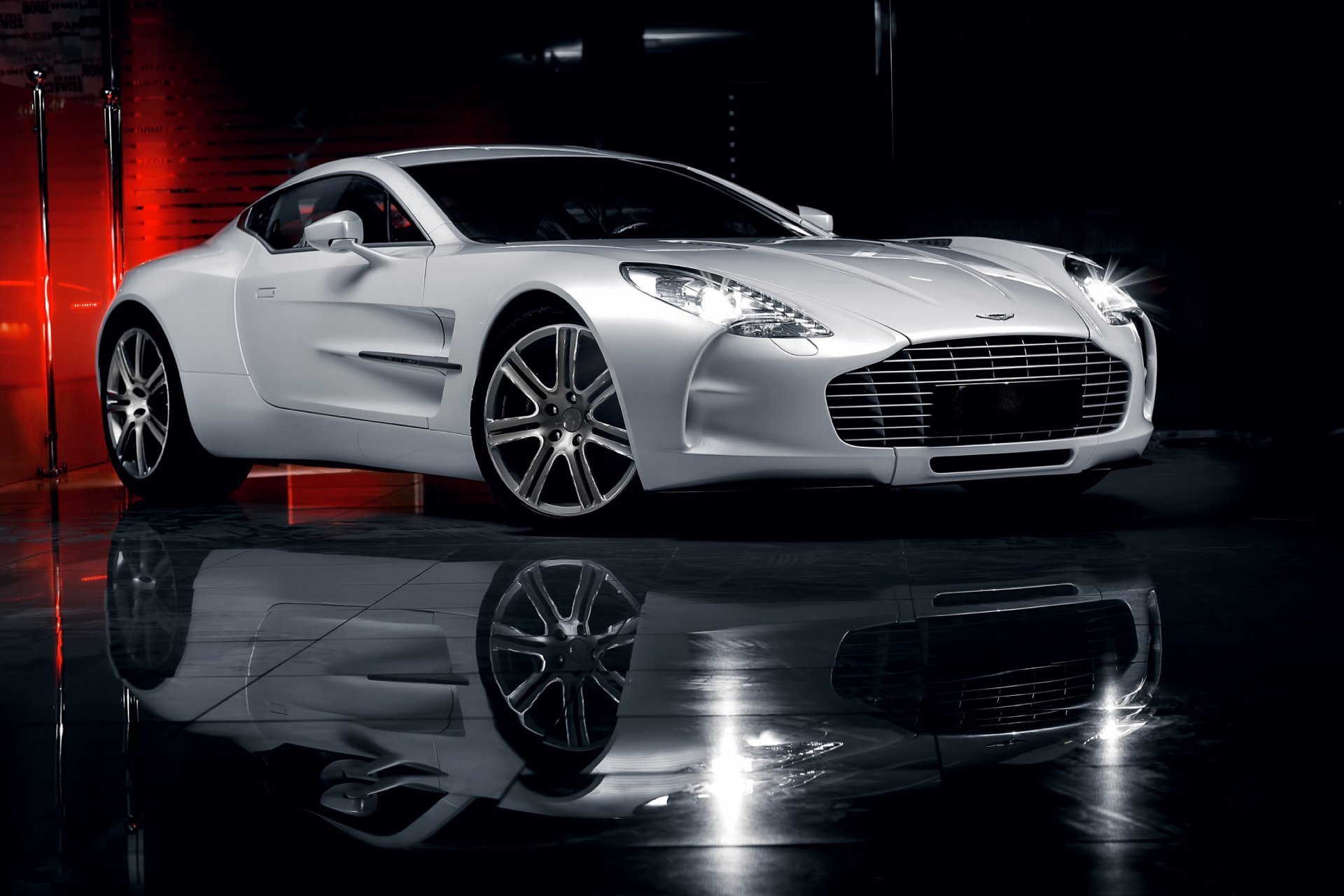 aston martin one-77 auto supersamochód odbicie