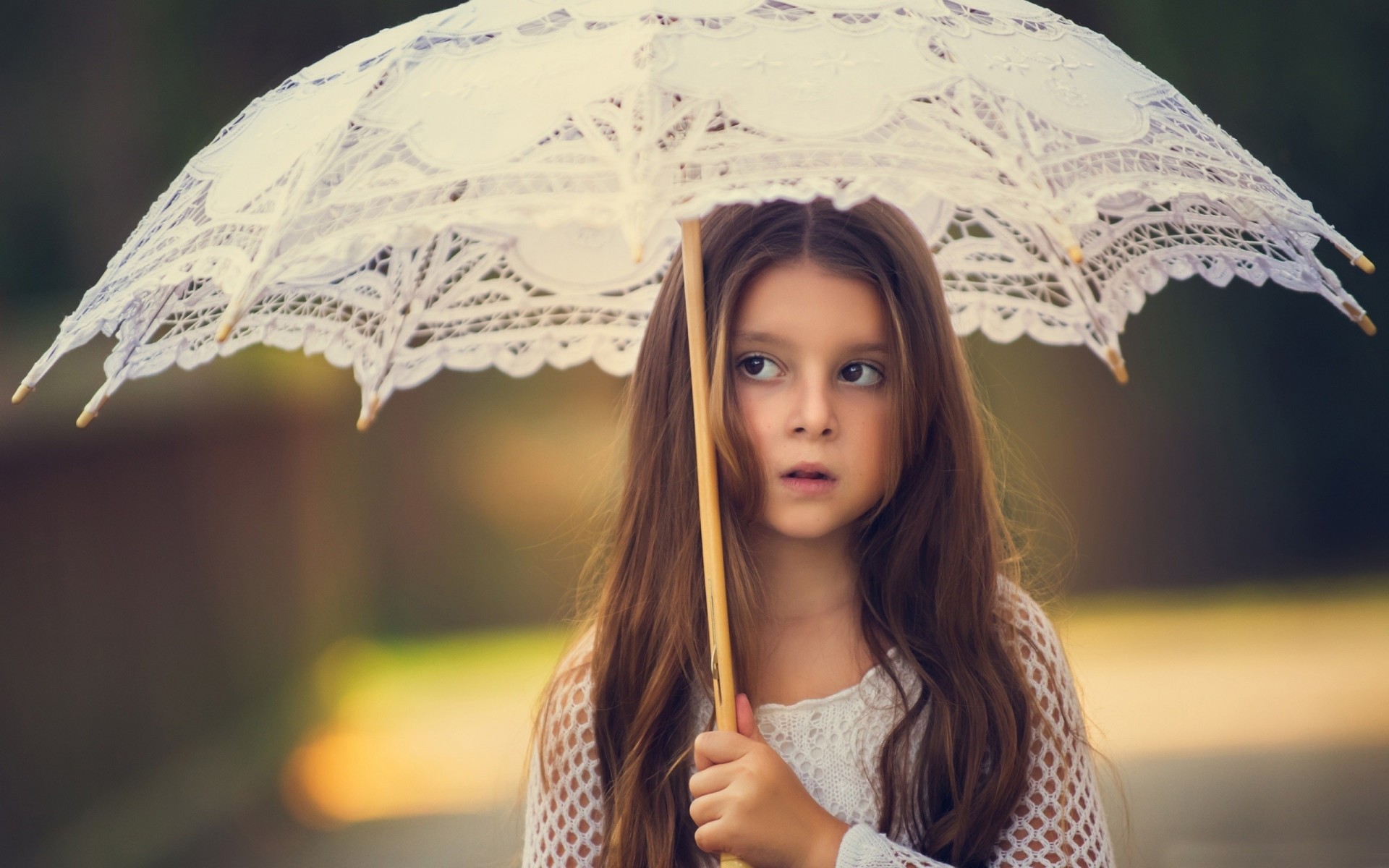 girl lace umbrella mood child long hair