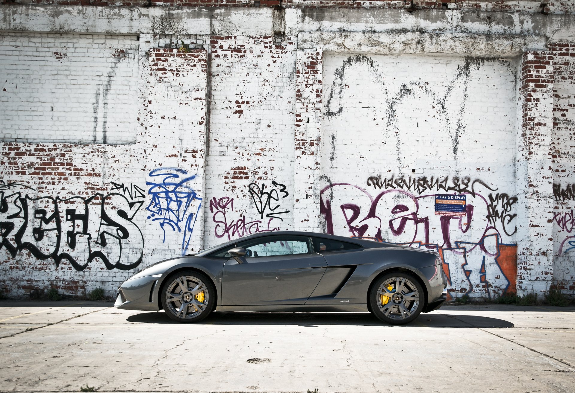 lamborghini gallardo lp560-4 grau lamborghini gaillardo profil gelbe bremssättel wand graphitti