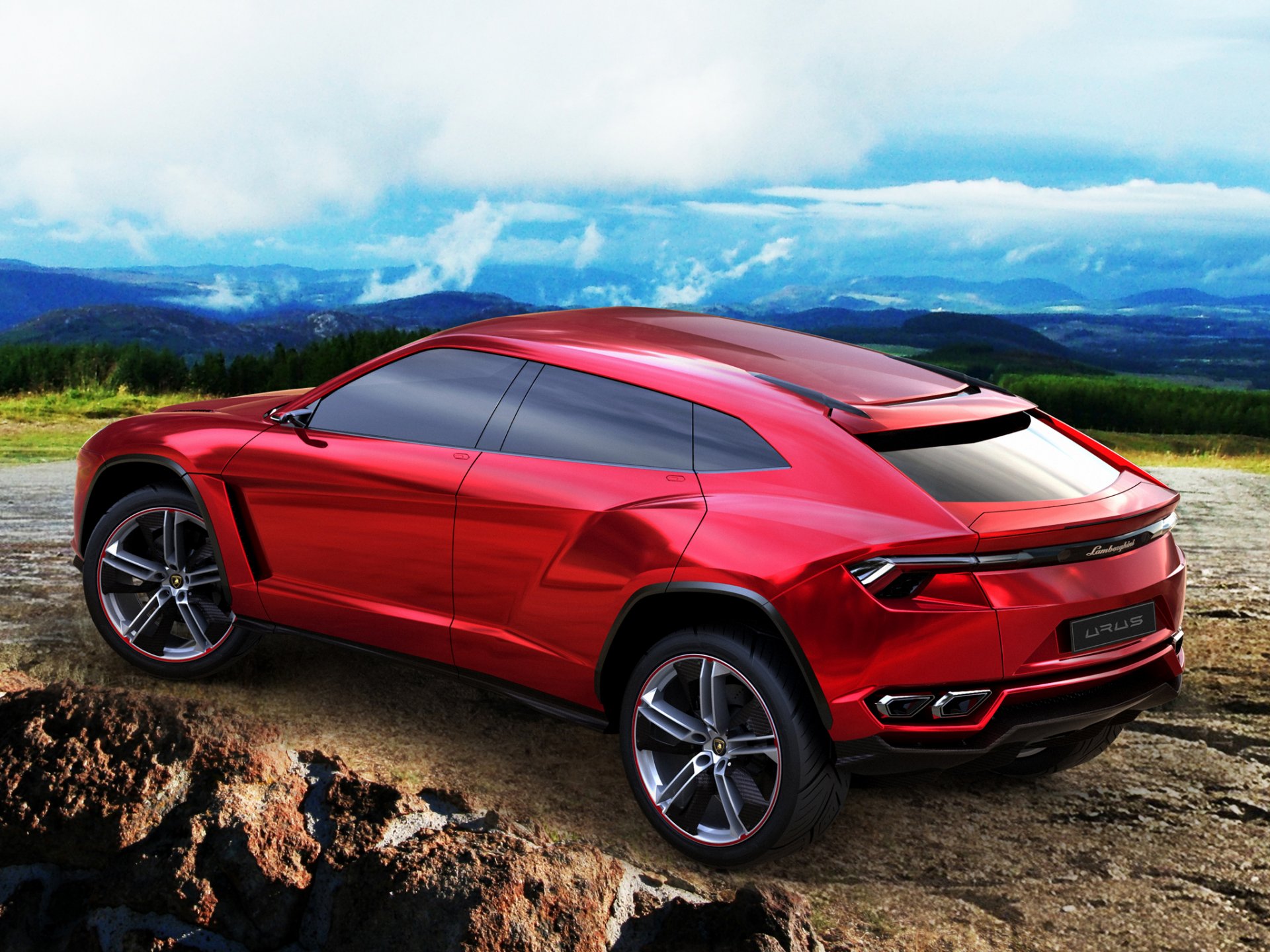 lamborghini urus concept czerwony samochód suv