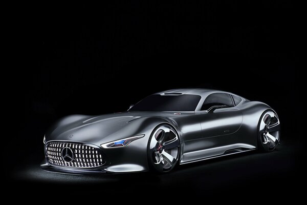 Predatory silver mercedes-benz supercar