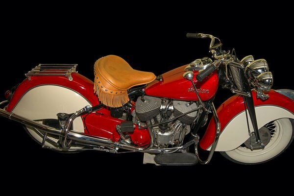 Stylish red bike on a black background