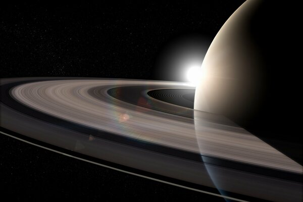 Saturn zusammen mit der Sonne