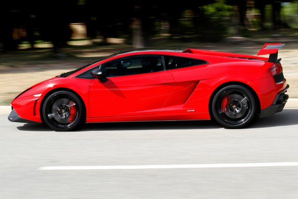 Red Lamborghini car side view