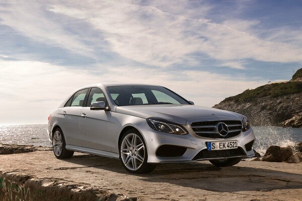 Sports Mercedes on the background of the sea