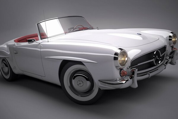 Retro car mercedes 190sl convertible white