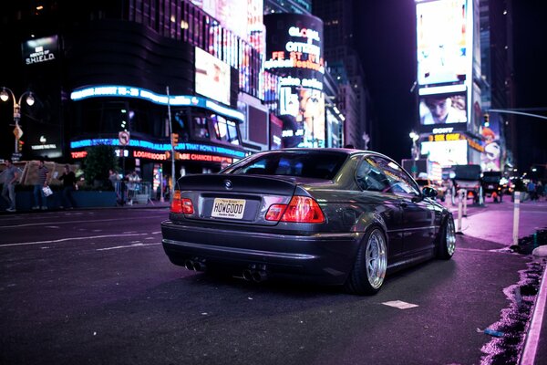 Black car in the night city