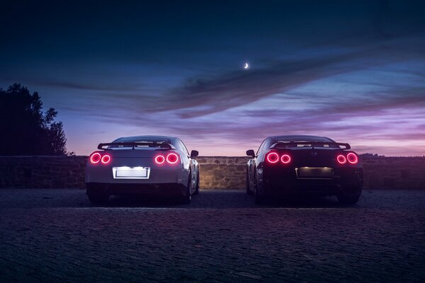 Car rear nissan r35 gtr black white