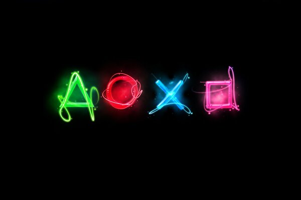 Neon geometric shapes on a black background Sony Playstation 3 logo