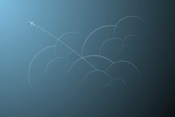 Арт облаков со следом шлейфа самолета