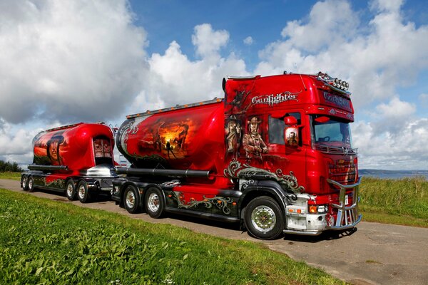 Scania r 620 feurige Airbrush-Zugmaschine