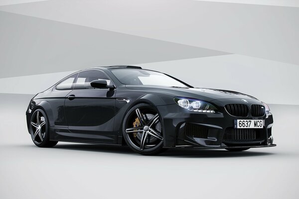 Black BMV M6 on a gray background with patterns