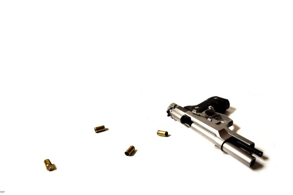 Discharged weapons on a white background