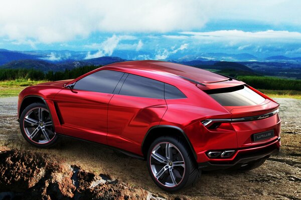 Concept futuriste de Lamborghini rouge