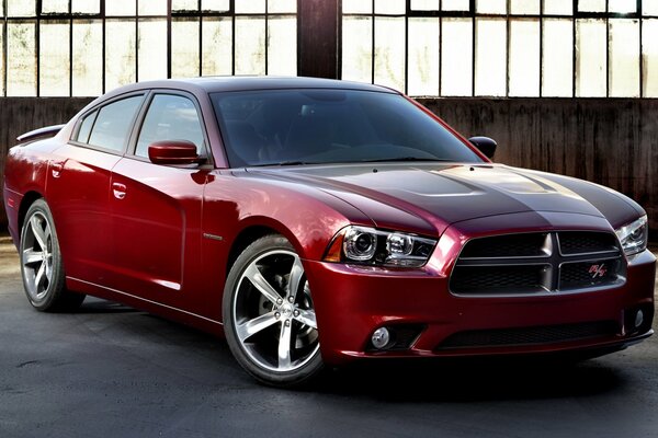 Red Dodge Charger car front view