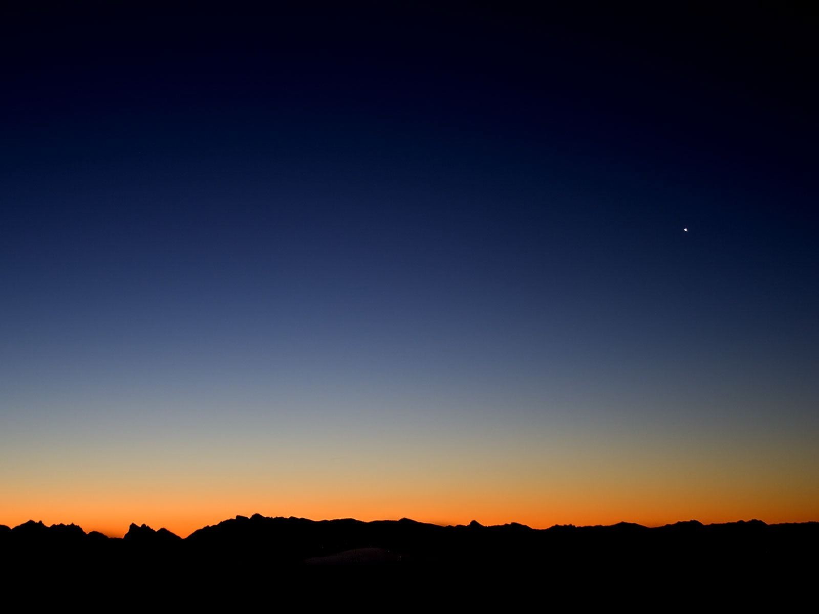 sonnenuntergang berge abend mond