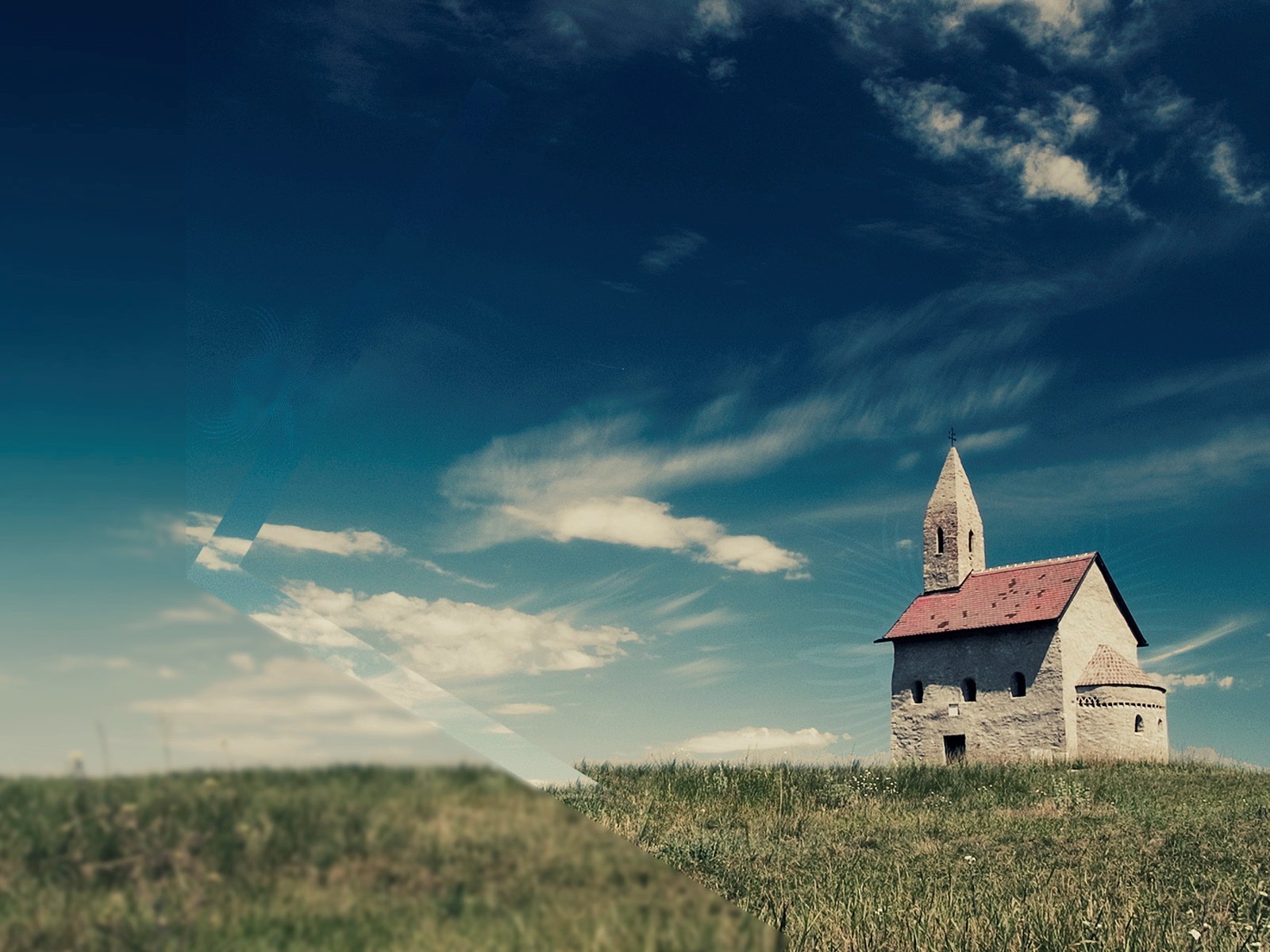 gras feld wolken himmel kirche