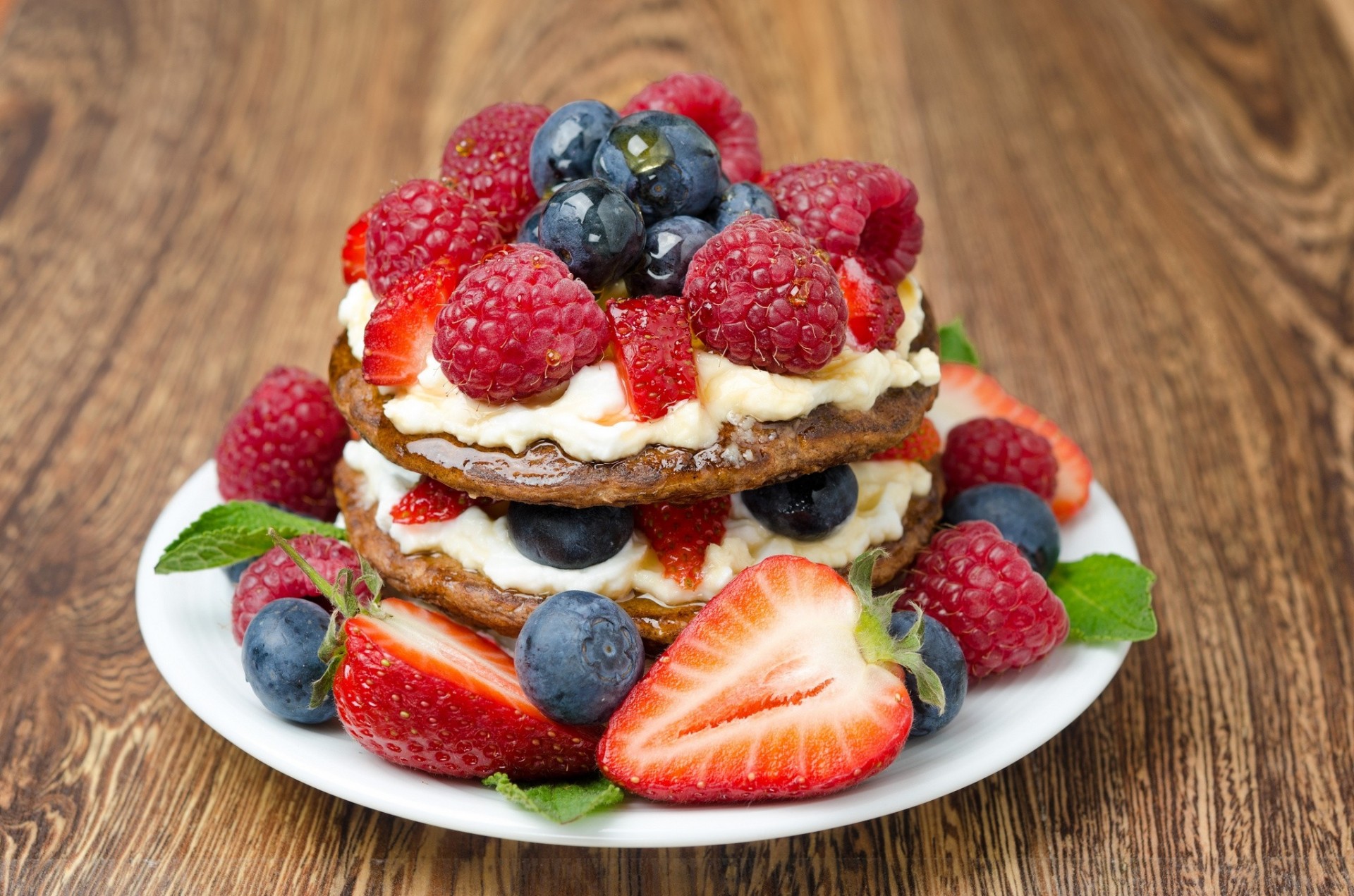 trawberry raspberry pancakes cream berries blueberrie