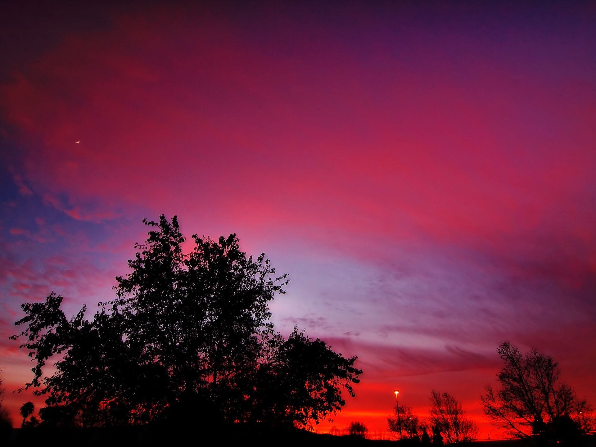 night sunset red moon