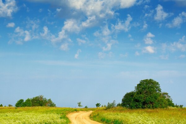 Route rurale dans les nuages