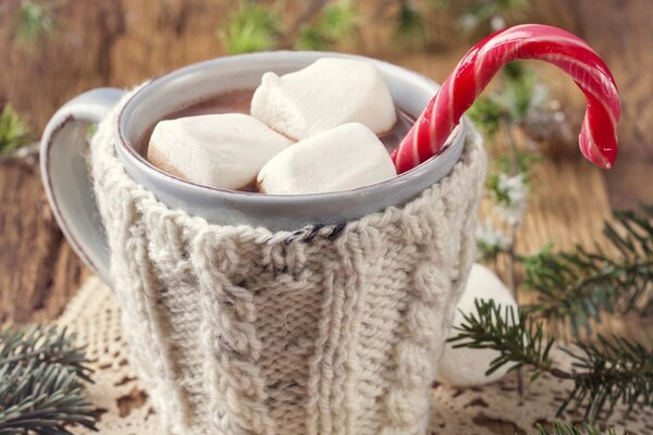 Süße heiße Schokolade mit Marshmallow