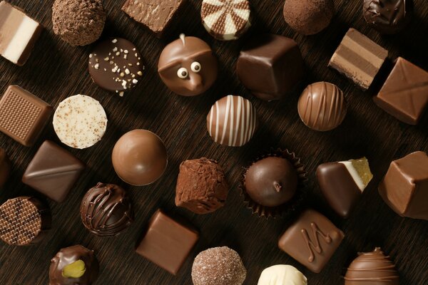 Assorted chocolates on the table