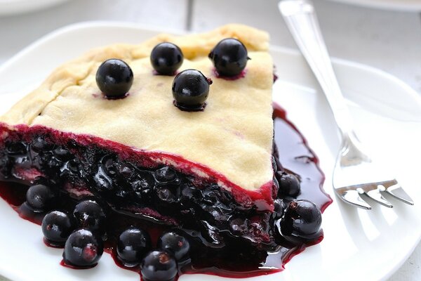 Un pedazo de pastel de arándanos