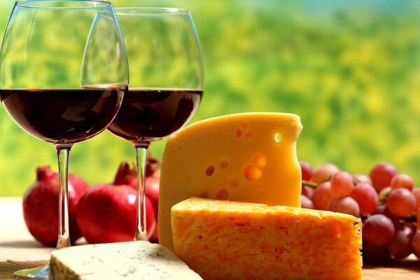 In the morning, a glass of wine with cheese