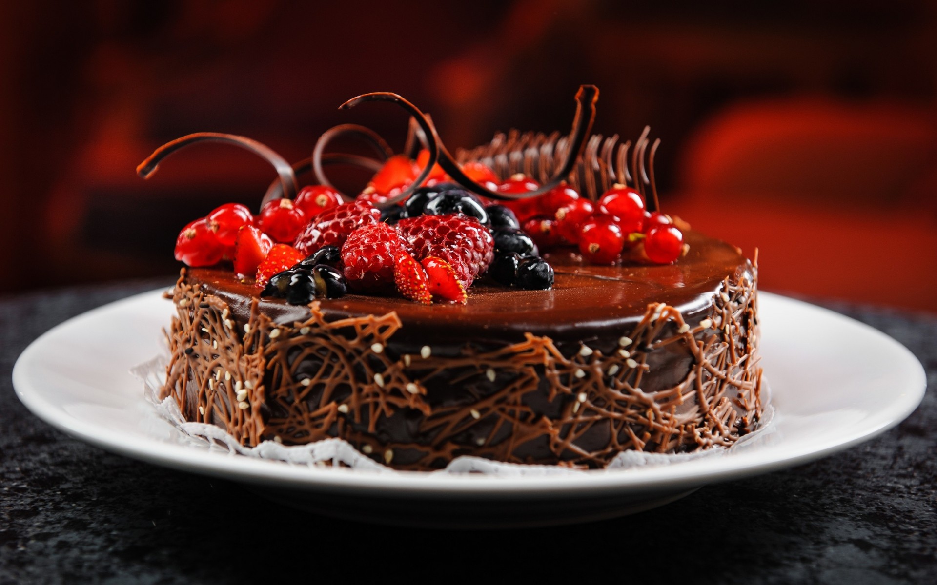 gâteau framboise myrtille baies chocolat plaque