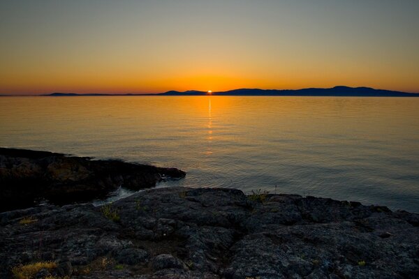 Sunset on the lake shore