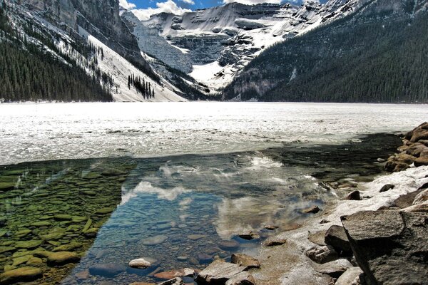 Steinreflexion im Berggletschersee