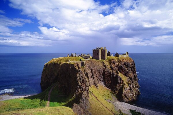 The ruins of the castle on the cape near the river