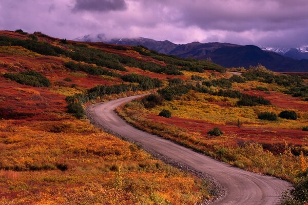 The road leading to the mountains