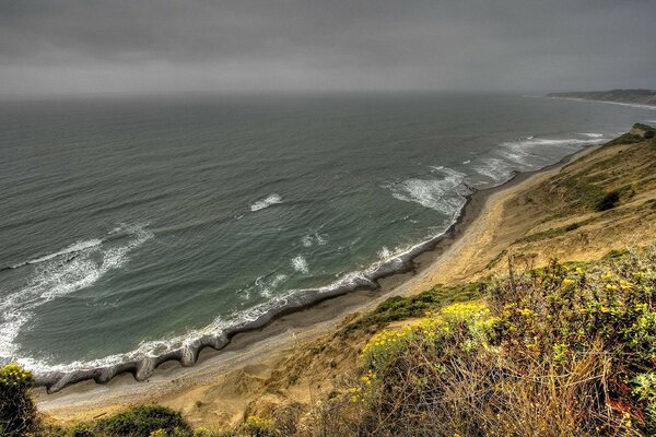 Gloomy sky and dark sea