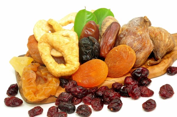 A lot of beautiful and diverse dried fruits