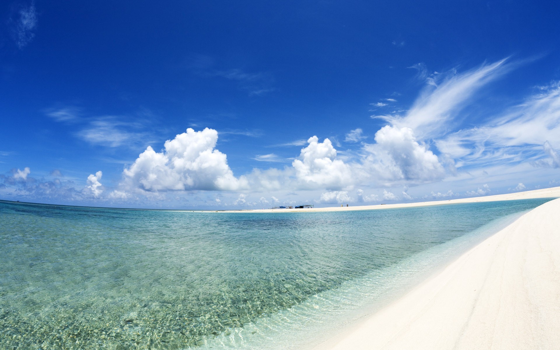 clouds water sand beach