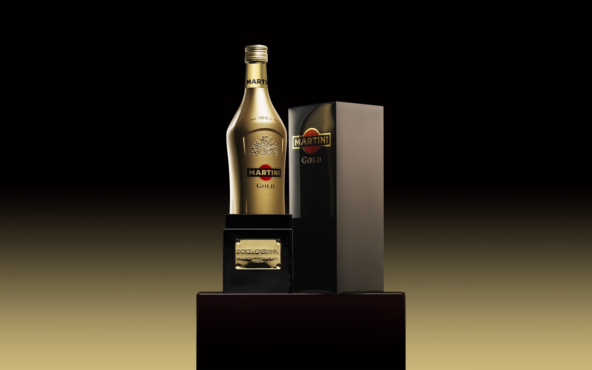 oro martini bere bottiglia alcool scatola